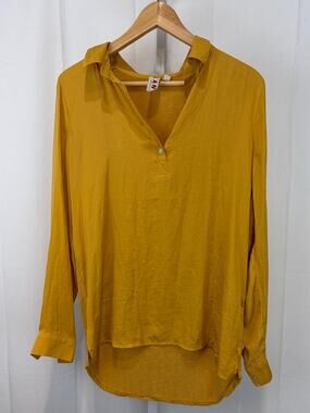 DOLAN Left Coast Anthropologie Steinbeck Tunic Top Henley Mustard Yellow Size S
